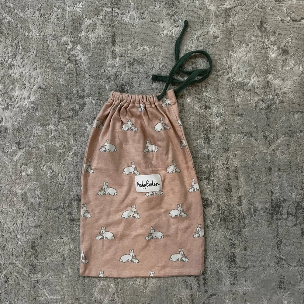 🐰 Baby Boden | Pale pink & white bunny cotton bag